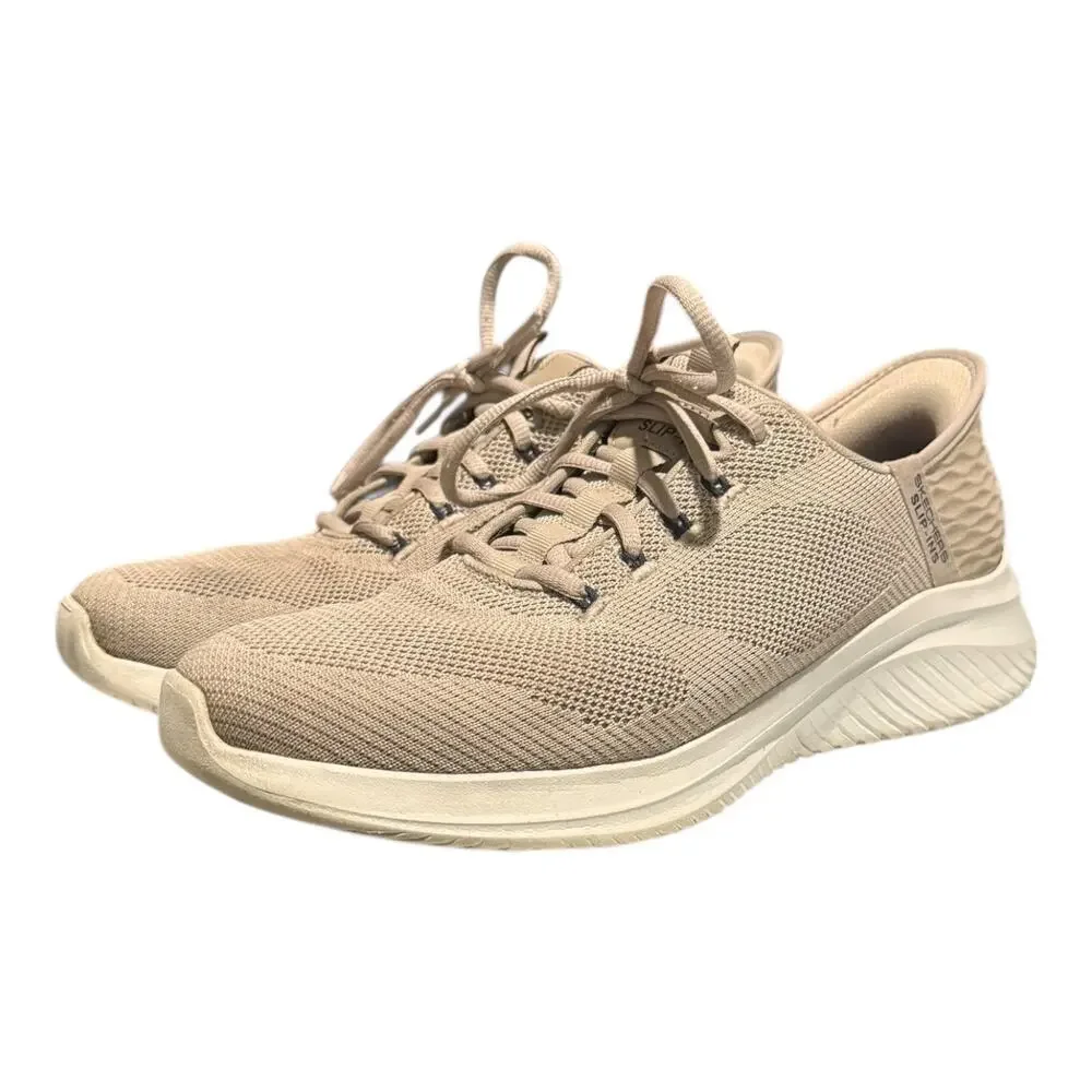 Skechers Men’s Size 9.5 Slip Ins Taupe Mesh Memory Foam Hands Free Sneakers